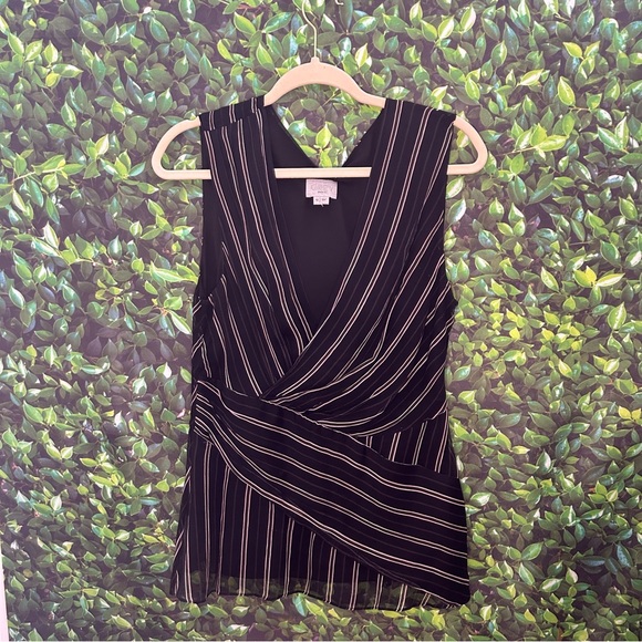 NWT JASON WU GREY painterly stripe silk blouse sleeveless women’s size 12 - Picture 2 of 6